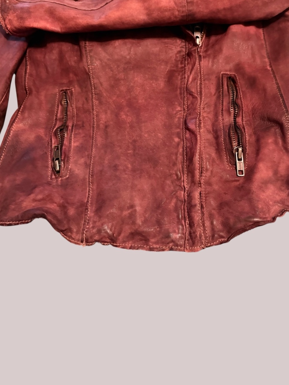 Gorgeous MUUBAA lamb leather Distressed moto jacket in the rare Chestnut - Picture 12 of 16